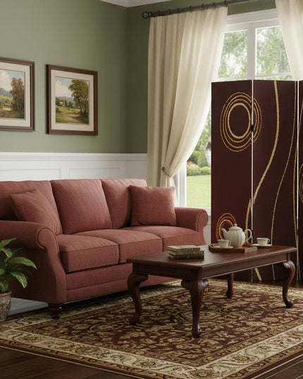 48" X 72" Multi Color Wood Canvas 3 Panel Screen