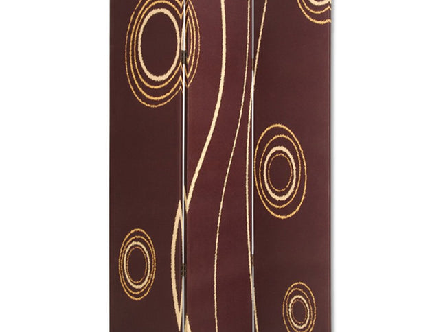 72" Brown Canvas Folding Three Panel Screen Room Divider