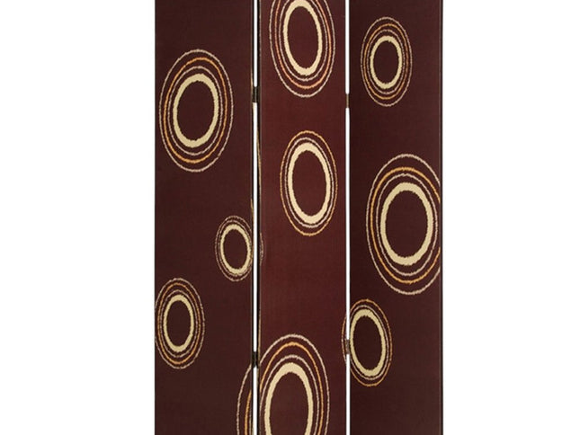 72" Brown Canvas Folding Three Panel Screen Room Divider