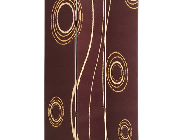 72" Brown Canvas Folding Three Panel Screen Room Divider