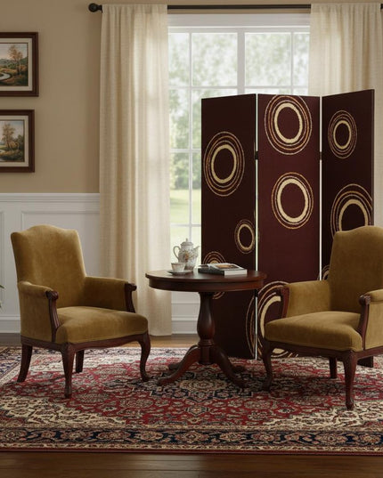 48" X 72" Multi Color Wood Canvas 3 Panel Screen