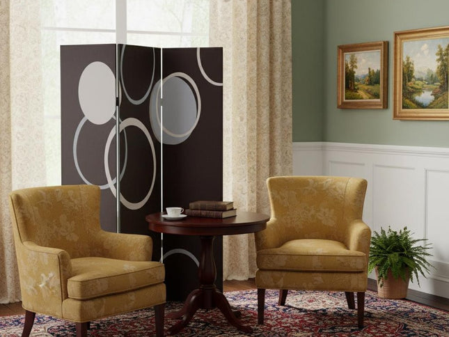 72" Black And White Canvas Folding Three Panel Screen Room Divider