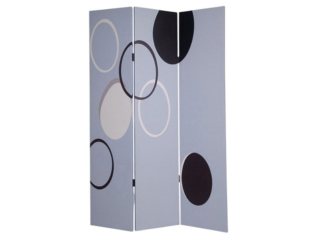 72" Black And White Canvas Folding Three Panel Screen Room Divider