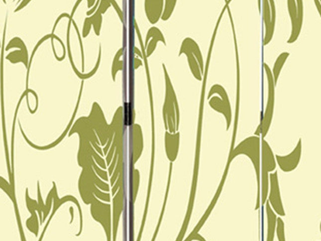 72" Green Canvas Folding Three Panel Screen Room Divider