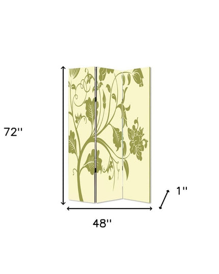 48" X 72" Multi Color Wood Canvas  3 Panel Screen