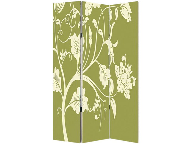72" Green Canvas Folding Three Panel Screen Room Divider