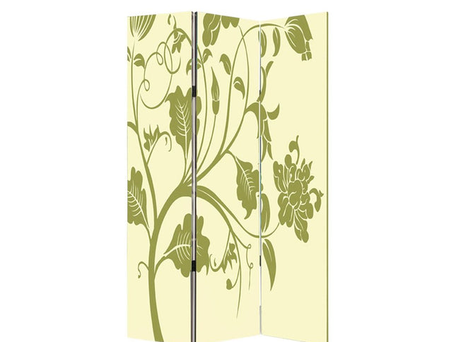 72" Green Canvas Folding Three Panel Screen Room Divider