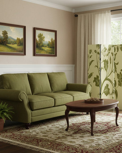 48" X 72" Multi Color Wood Canvas  3 Panel Screen