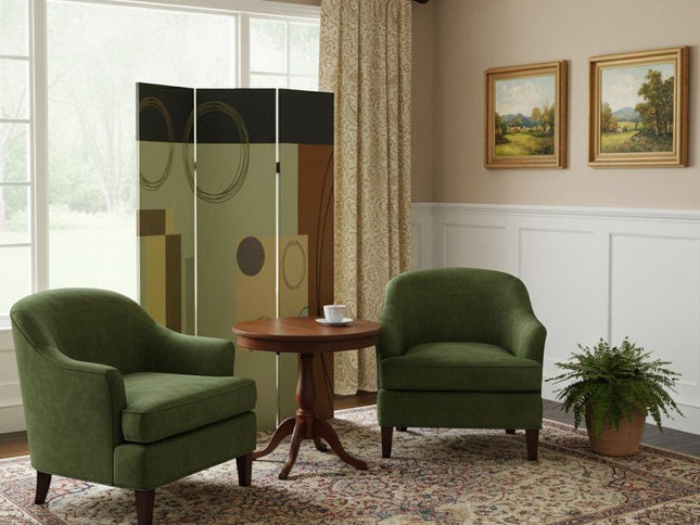 48" X 72" Multi Color Wood Canvas 3 Panel Screen