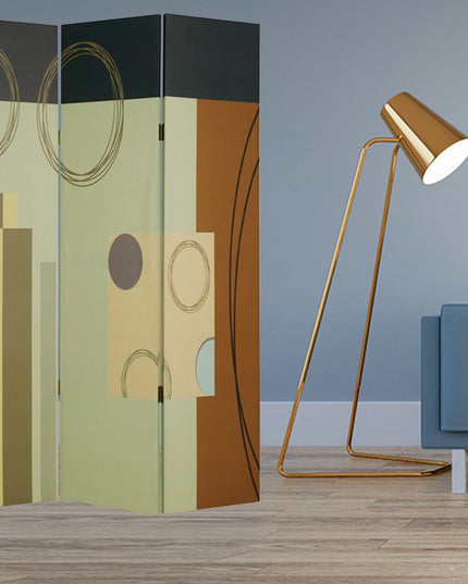 48" X 72" Multi Color Wood Canvas 3 Panel Screen