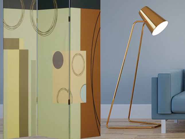 72" Green Canvas Folding Three Panel Screen Room Divider