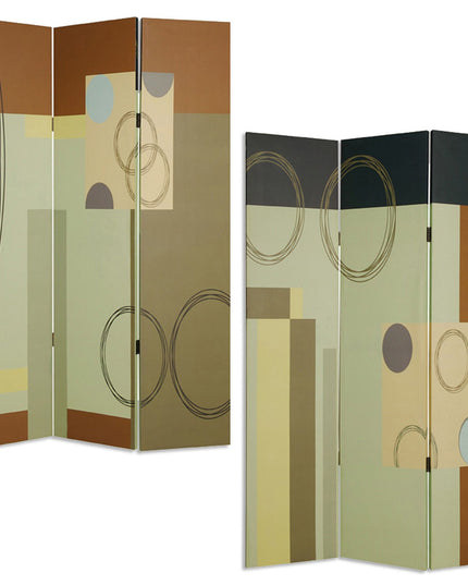 48" X 72" Multi Color Wood Canvas 3 Panel Screen