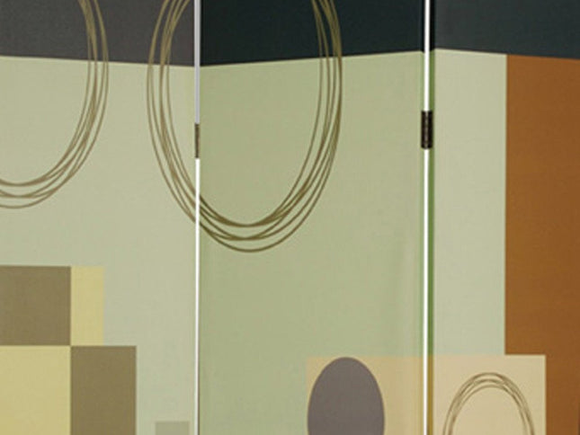 72" Green Canvas Folding Three Panel Screen Room Divider
