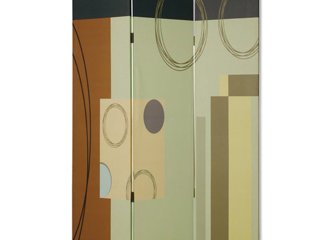 48" X 72" Multi Color Wood Canvas 3 Panel Screen