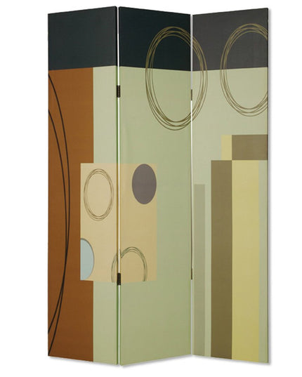 48" X 72" Multi Color Wood Canvas 3 Panel Screen