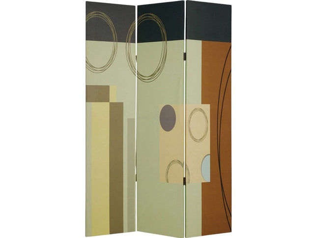 72" Green Canvas Folding Three Panel Screen Room Divider