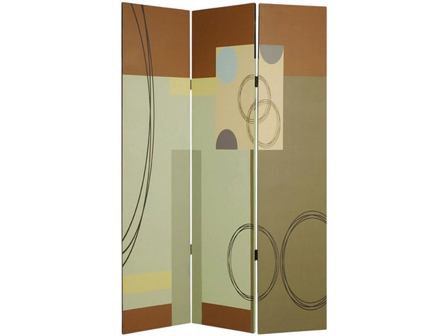 72" Green Canvas Folding Three Panel Screen Room Divider