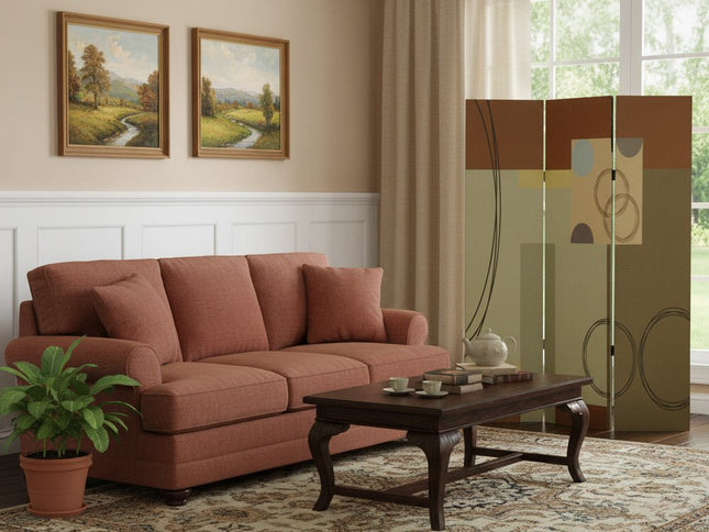 48" X 72" Multi Color Wood Canvas 3 Panel Screen