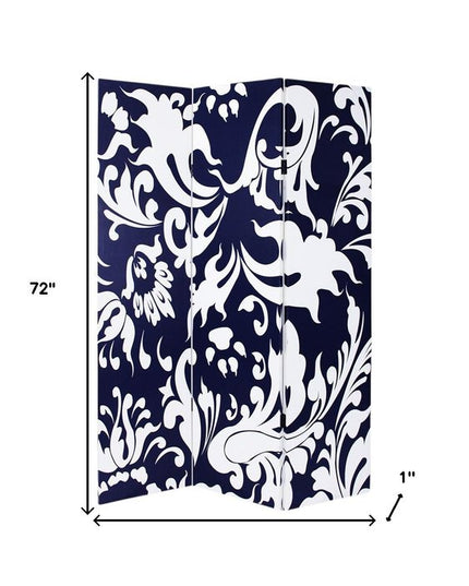 48" X 72" Multi Color Wood Canvas  3 Panel Screen