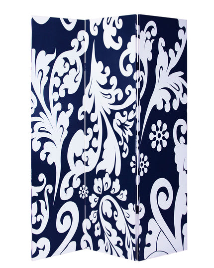 48" X 72" Multi Color Wood Canvas  3 Panel Screen