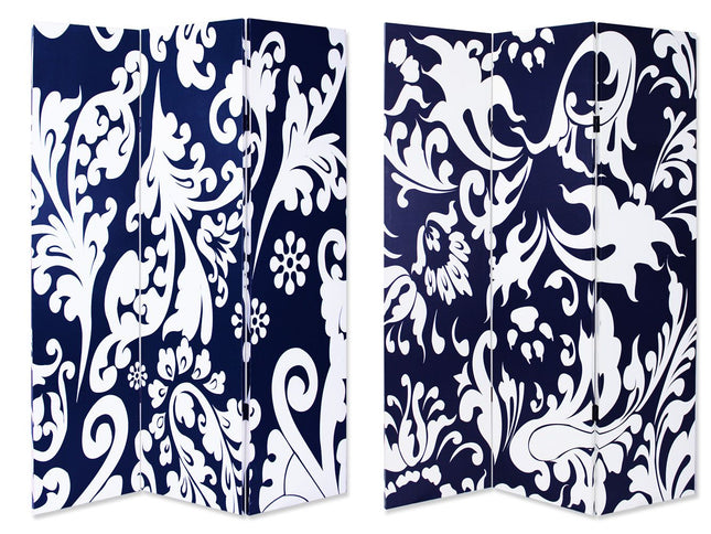 48" X 72" Multi Color Wood Canvas  3 Panel Screen