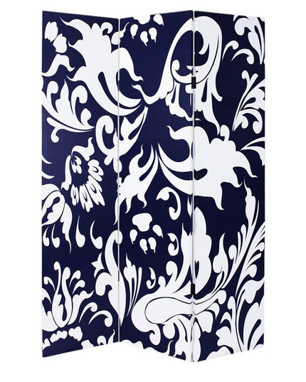 48" X 72" Multi Color Wood Canvas  3 Panel Screen