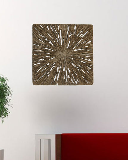 19" X 19" X 2" Brown Square Rotten Wood  Wall Decor