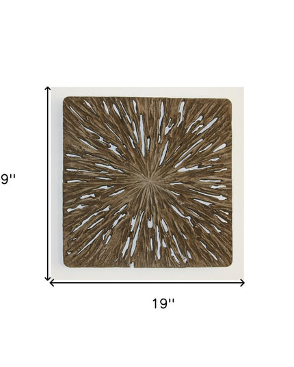 19" X 19" X 2" Brown Square Rotten Wood  Wall Decor