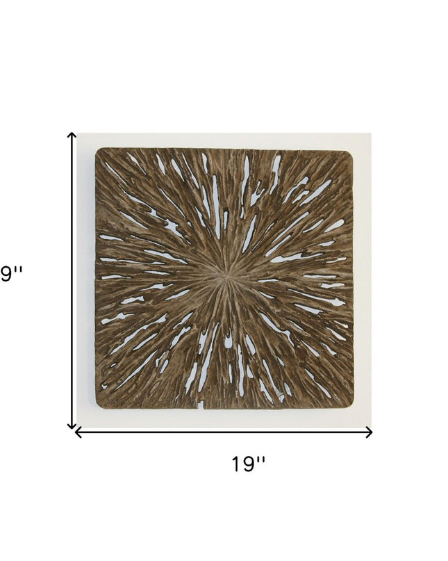 19" X 19" X 2" Brown Square Rotten Wood  Wall Decor