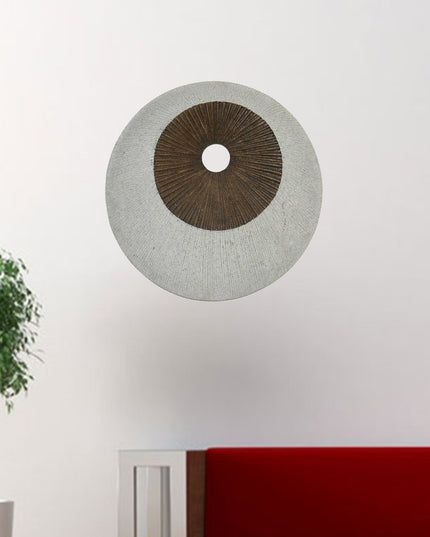 27" X 27" X 3" Brown & Gray Round Double Layer Ribbed  Wall Decor