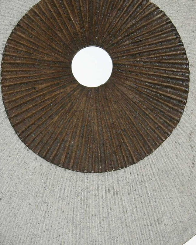 27" X 27" X 3" Brown & Gray Round Double Layer Ribbed  Wall Decor