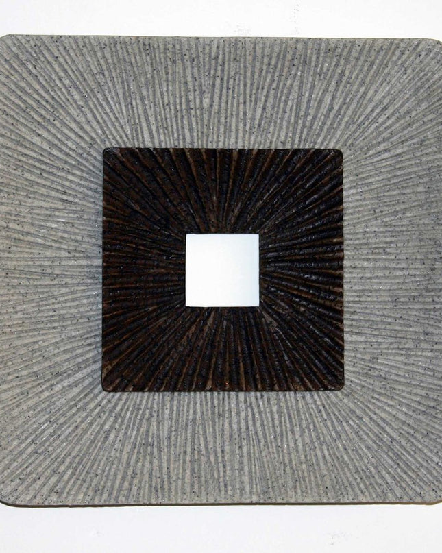 19" X 19" X 2.5" Modern Brown And Gray Ribbed Square Wall Art