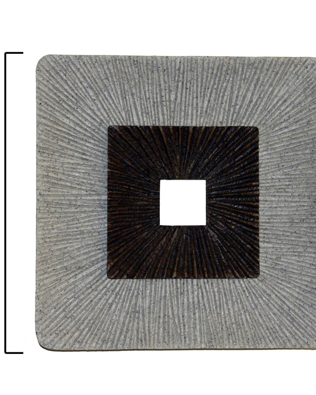 19" X 19" X 2.5" Modern Brown And Gray Ribbed Square Wall Art