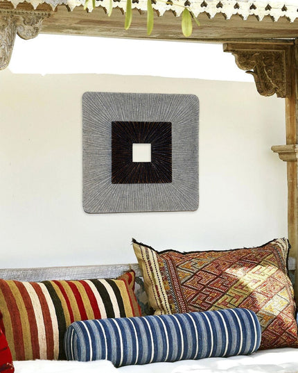 19" X 19" X 2.5" Modern Brown And Gray Ribbed Square Wall Art
