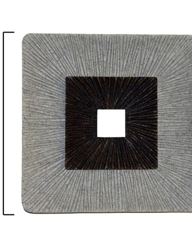 19" X 19" X 2.5" Modern Brown And Gray Ribbed Square Wall Art