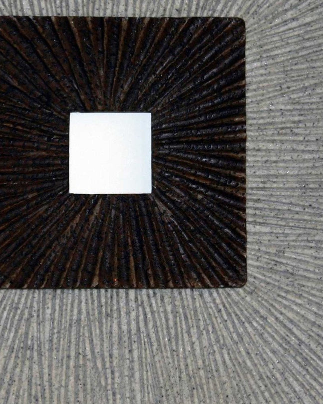 19" X 19" X 2.5" Modern Brown And Gray Ribbed Square Wall Art