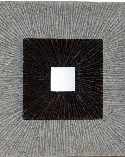 19" X 19" X 2.5" Modern Brown And Gray Ribbed Square Wall Art