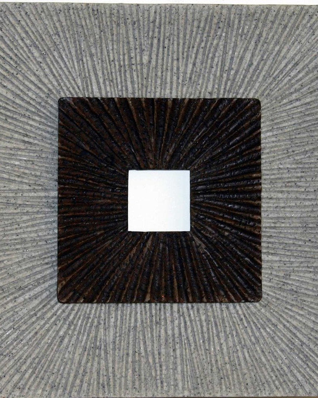 19" X 19" X 2.5" Modern Brown And Gray Ribbed Square Wall Art
