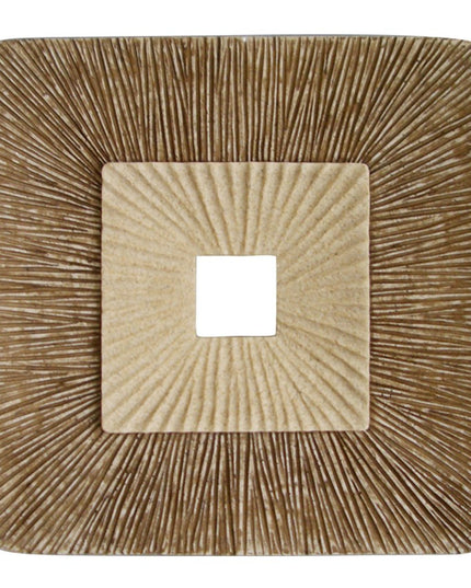 19" X 19" X 2.5" Brown Concave Square Double Layer Ribbed  Wall Plaque