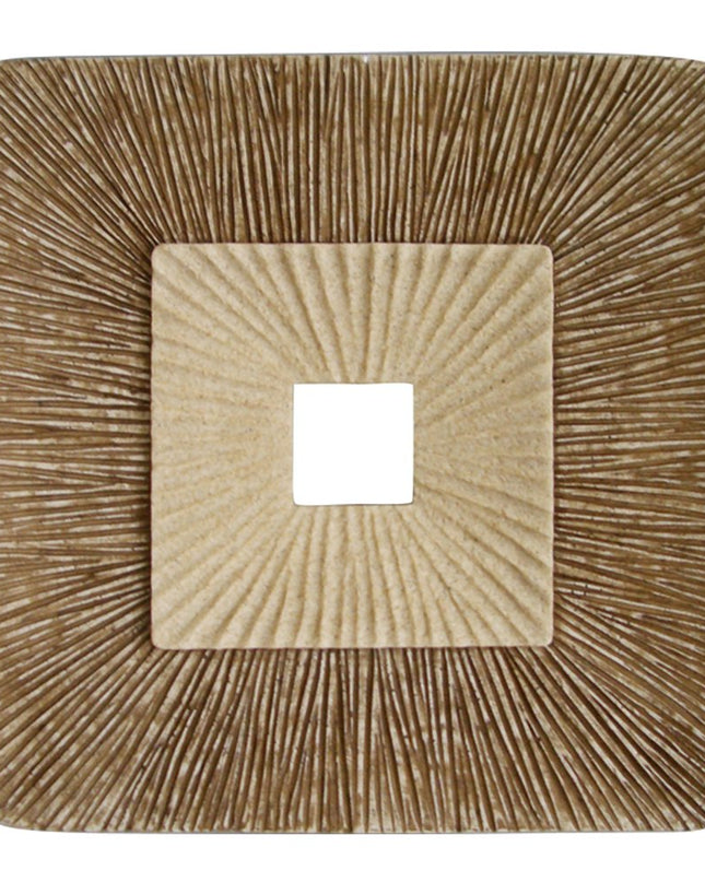 19" X 19" X 2.5" Brown Concave Square Double Layer Ribbed  Wall Plaque
