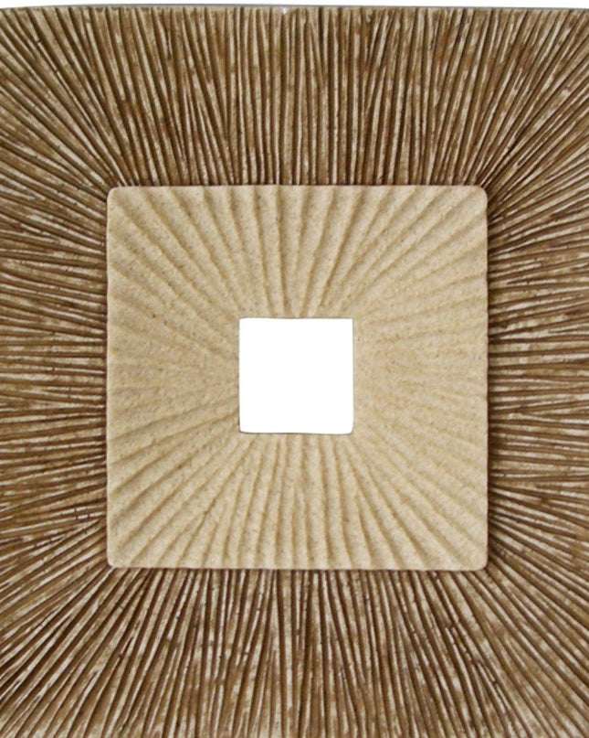 19" X 19" X 2.5" Brown Concave Square Double Layer Ribbed  Wall Plaque