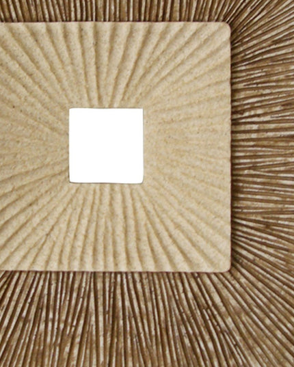 19" X 19" X 2.5" Brown Concave Square Double Layer Ribbed  Wall Plaque