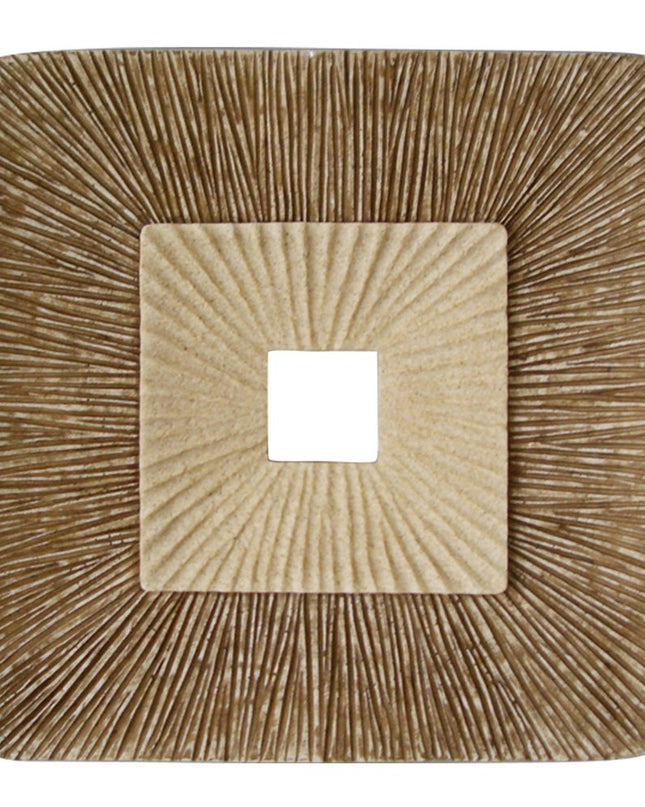 26" X 26" X 2" Brown Concave Square Double Layer Ribbed  Wall Plaque