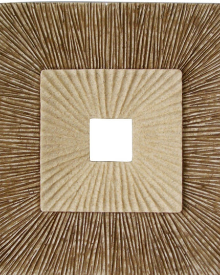 26" X 26" X 2" Brown Concave Square Double Layer Ribbed  Wall Plaque