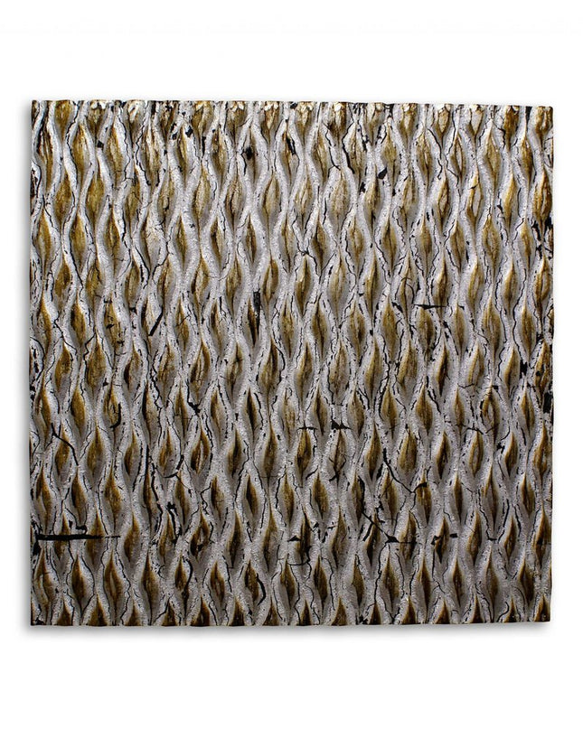 24" X 24" X 1" Raw Wood Look Silver Finish Square Wall Art Medium