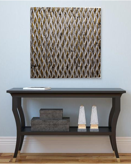 24" X 24" X 1" Raw Wood Look Silver Finish Square Wall Art Medium