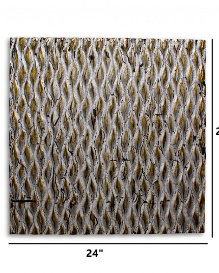24" X 24" X 1" Raw Wood Look Silver Finish Square Wall Art Medium