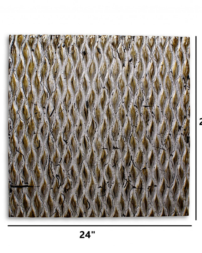 24" X 24" X 1" Raw Wood Look Silver Finish Square Wall Art Medium