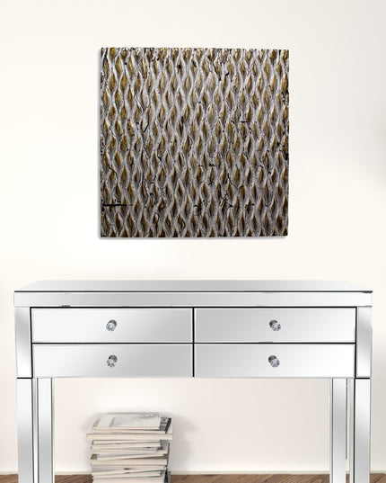 24" X 24" X 1" Raw Wood Look Silver Finish Square Wall Art Medium