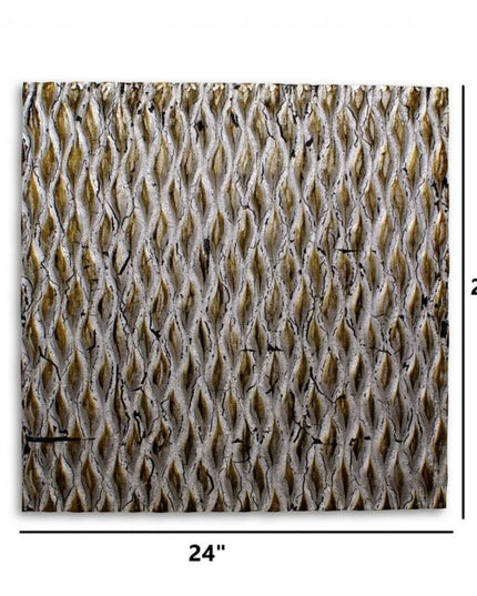 24" X 24" X 1" Raw Wood Look Silver Finish Square Wall Art Medium